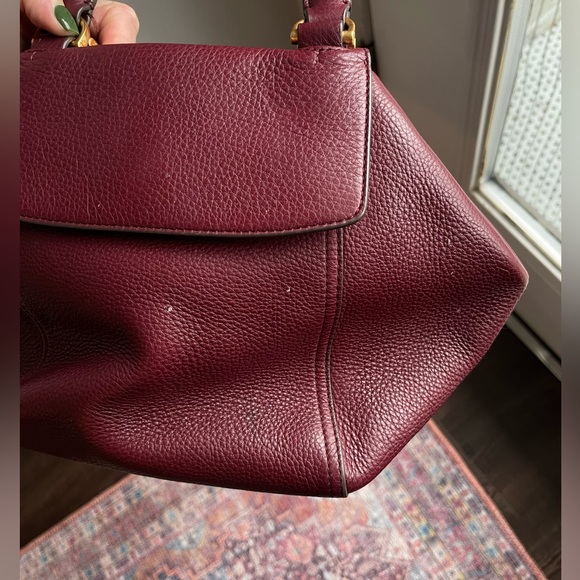 GUC Tory Burch Half Moon Satchel Claret / Burgundy - Picture 12 of 12